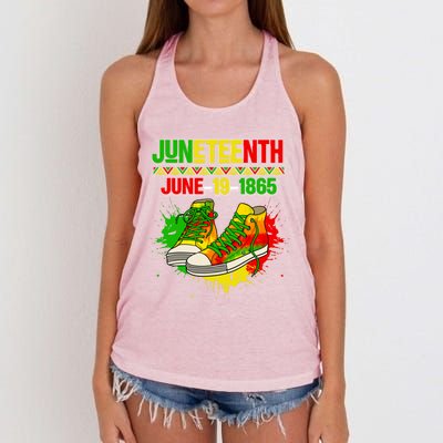 Juneteenth June 19 1865 Sneakers Black History Month African Gift Women's Knotted Racerback Tank