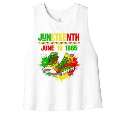 Juneteenth June 19 1865 Sneakers Black History Month African Gift Women's Racerback Cropped Tank