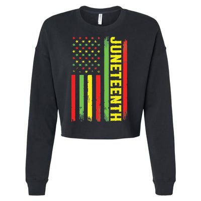 Juneteenth June 19th 1865 Juneteenth Black Freedom Day Flag Cropped Pullover Crew