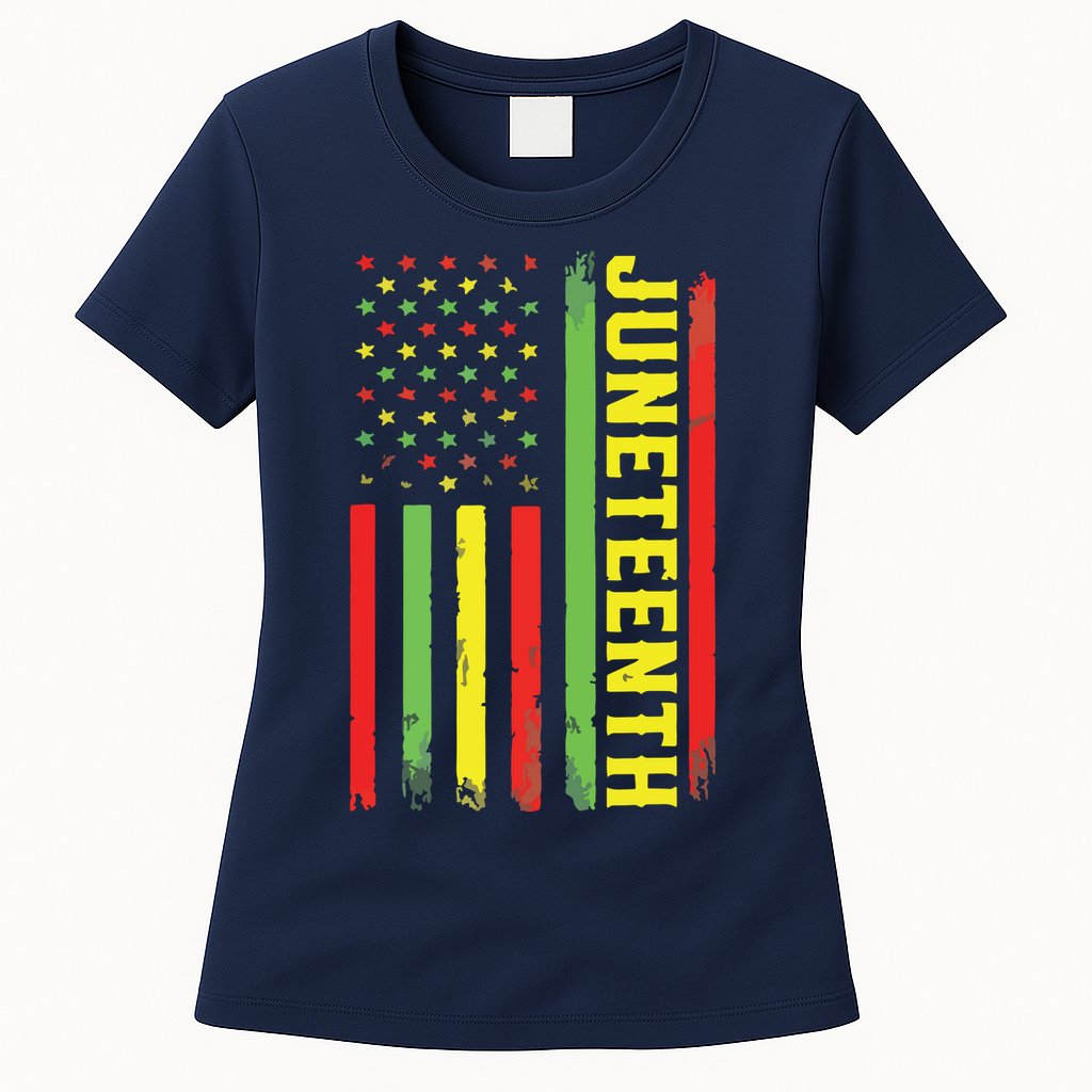 Juneteenth June 19th 1865 Juneteenth Black Freedom Day Flag Womens T-Shirt