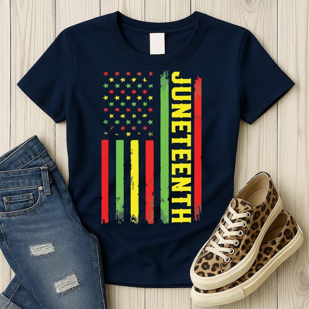 Juneteenth June 19th 1865 Juneteenth Black Freedom Day Flag Womens T-Shirt