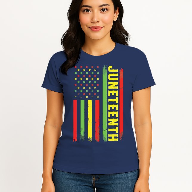 Juneteenth June 19th 1865 Juneteenth Black Freedom Day Flag Womens T-Shirt