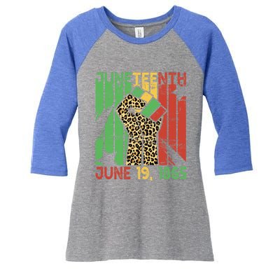 Juneteenth June 19 Black History Leopard African Freedom Day Gift Women's Tri-Blend 3/4-Sleeve Raglan Shirt