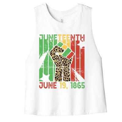 Juneteenth June 19 Black History Leopard African Freedom Day Gift Women's Racerback Cropped Tank