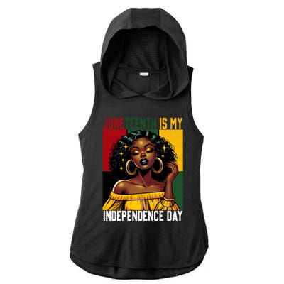 Junenth June 19th Is My Independence Day Black Gift Ladies PosiCharge Tri-Blend Wicking Draft Hoodie Tank