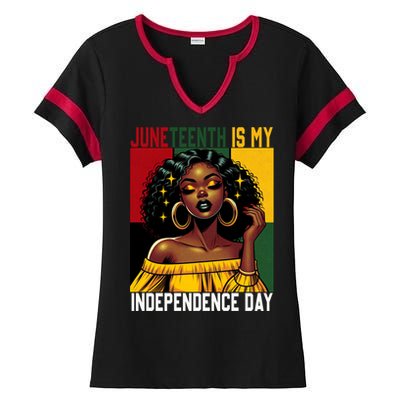 Junenth June 19th Is My Independence Day Black Gift Ladies Halftime Notch Neck Tee