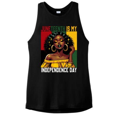 Junenth June 19th Is My Independence Day Black Gift Ladies PosiCharge Tri-Blend Wicking Tank