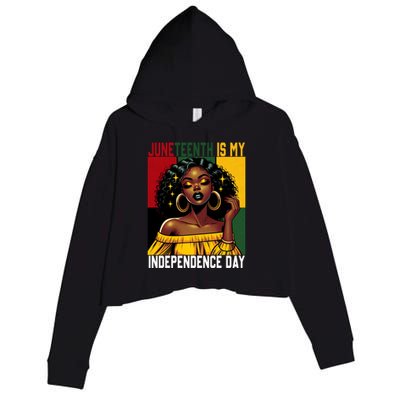 Junenth June 19th Is My Independence Day Black Gift Crop Fleece Hoodie