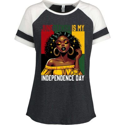 Junenth June 19th Is My Independence Day Black Gift Enza Ladies Jersey Colorblock Tee