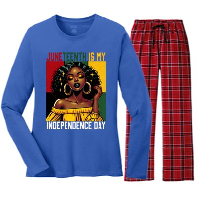 Junenth June 19th Is My Independence Day Black Gift Women's Long Sleeve Flannel Pajama Set 