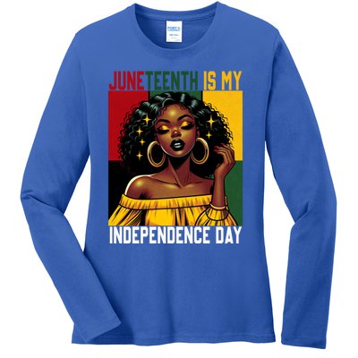 Junenth June 19th Is My Independence Day Black Gift Ladies Long Sleeve Shirt