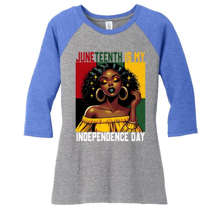 Junenth June 19th Is My Independence Day Black Gift Women's Tri-Blend 3/4-Sleeve Raglan Shirt