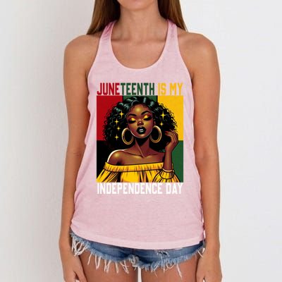 Junenth June 19th Is My Independence Day Black Gift Women's Knotted Racerback Tank