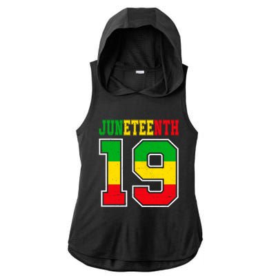 Juneteenth June 19 Black History Freedom African American Gift Ladies PosiCharge Tri-Blend Wicking Draft Hoodie Tank