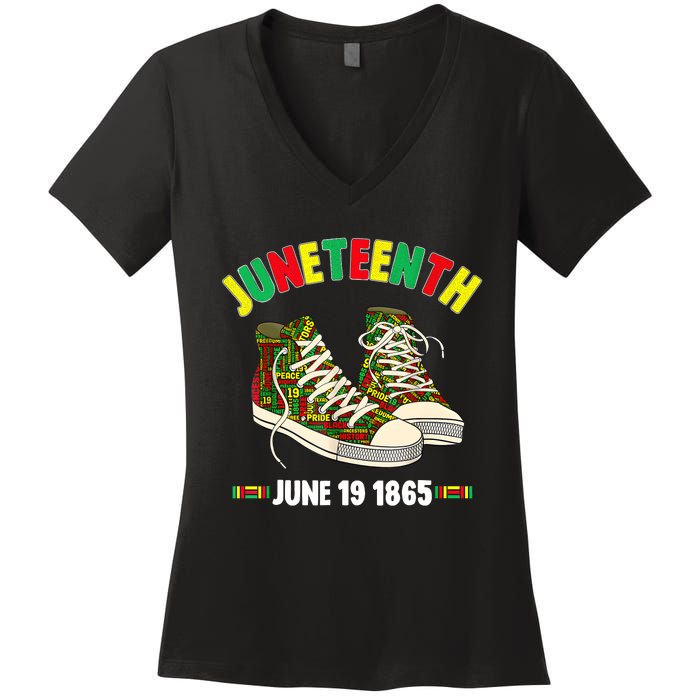 Juneteenth June 19 1865 Black AfricanAmerican Independence Women's V-Neck T-Shirt