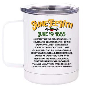 Juneteenth June 19 1865 African American History 12 oz Stainless Steel Tumbler Cup