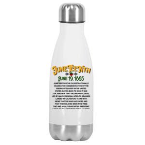 Juneteenth June 19 1865 African American History Stainless Steel Insulated Water Bottle