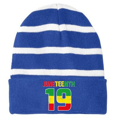 Juneteenth June 19 Melanin African American Black History Gift Striped Beanie with Solid Band