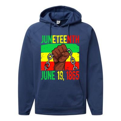 Juneteenth June 19th 1865 Juneteenth Black Freedom Day Flag Performance Fleece Hoodie