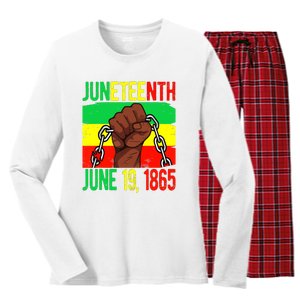 Juneteenth June 19th 1865 Juneteenth Black Freedom Day Flag Women's Long Sleeve Flannel Pajama Set 