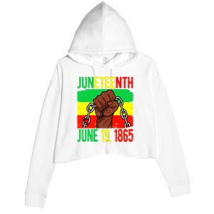 Juneteenth June 19th 1865 Juneteenth Black Freedom Day Flag Crop Fleece Hoodie