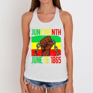 Juneteenth June 19th 1865 Juneteenth Black Freedom Day Flag Women's Knotted Racerback Tank