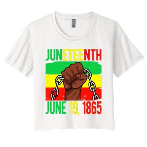 Juneteenth June 19th 1865 Juneteenth Black Freedom Day Flag Women's Crop Top Tee