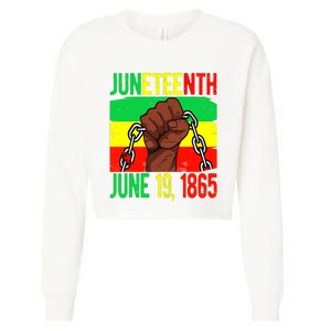 Juneteenth June 19th 1865 Juneteenth Black Freedom Day Flag Cropped Pullover Crew