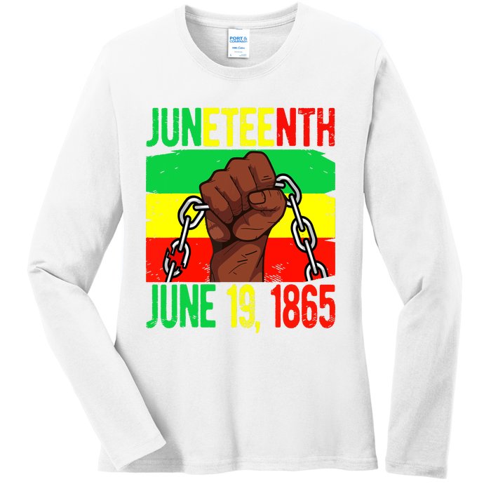 Juneteenth June 19th 1865 Juneteenth Black Freedom Day Flag Ladies Long Sleeve Shirt