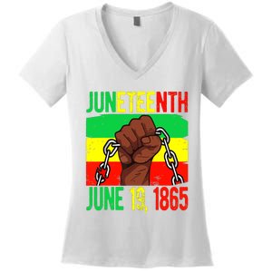 Juneteenth June 19th 1865 Juneteenth Black Freedom Day Flag Women's V-Neck T-Shirt