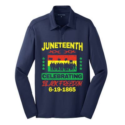 Juneteenth June 19th Black Freedom Silk Touch Performance Long Sleeve Polo