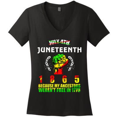 Juneteenth June 1865 Black History African American Freedom Women's V-Neck T-Shirt