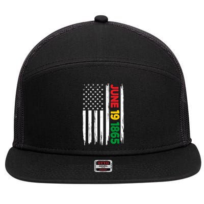 Juneteenth June 19 1865 Black History Month Freedom Usa Flag Gift 7 Panel Mesh Trucker Snapback Hat