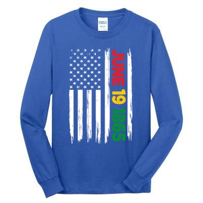 Juneteenth June 19 1865 Black History Month Freedom Usa Flag Gift Tall Long Sleeve T-Shirt