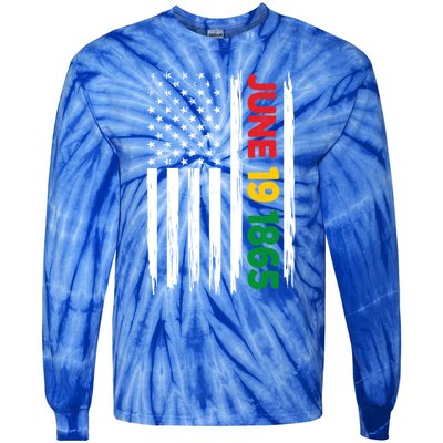 Juneteenth June 19 1865 Black History Month Freedom Usa Flag Gift Tie-Dye Long Sleeve Shirt