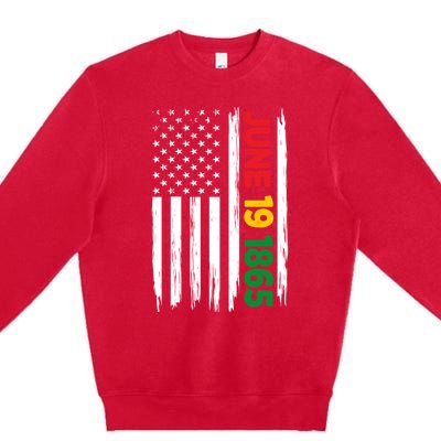 Juneteenth June 19 1865 Black History Month Freedom Usa Flag Gift Premium Crewneck Sweatshirt