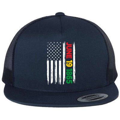 Juneteenth June 19 1865 Black History Month Freedom Usa Flag Gift Flat Bill Trucker Hat