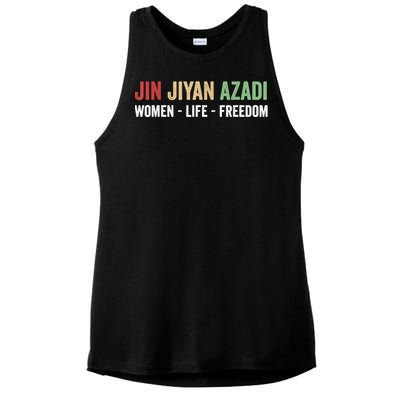 Jin Jiyan Azadi Women Life Freedom Kurdish Freedom Ladies PosiCharge Tri-Blend Wicking Tank