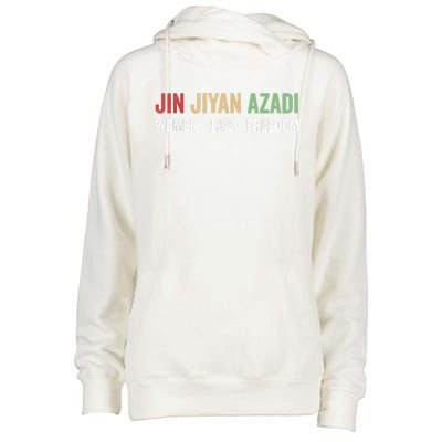 Jin Jiyan Azadi Women Life Freedom Kurdish Freedom Womens Funnel Neck Pullover Hood