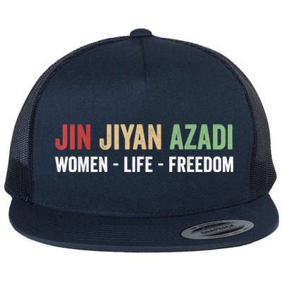 Jin Jiyan Azadi Women Life Freedom Kurdish Freedom Flat Bill Trucker Hat