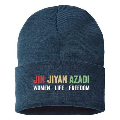 Jin Jiyan Azadi Women Life Freedom Kurdish Freedom Sustainable Knit Beanie