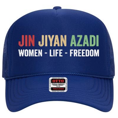 Jin Jiyan Azadi Women Life Freedom Kurdish Freedom High Crown Mesh Back Trucker Hat