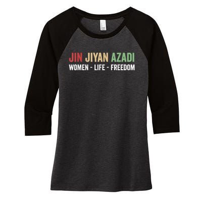 Jin Jiyan Azadi Women Life Freedom Kurdish Freedom Women's Tri-Blend 3/4-Sleeve Raglan Shirt