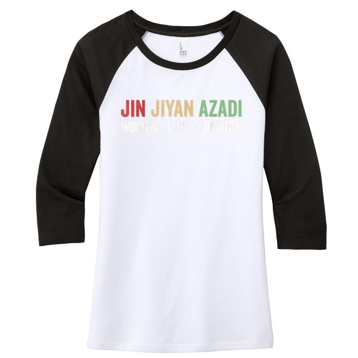 Jin Jiyan Azadi Women Life Freedom Kurdish Freedom Women's Tri-Blend 3/4-Sleeve Raglan Shirt