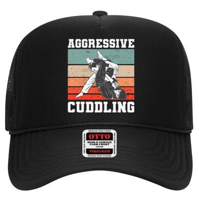 Jiu Jitsu Aggressive Cuddling Vintage BJJ MMA High Crown Mesh Back Trucker Hat