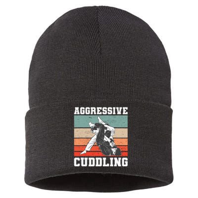 Jiu Jitsu Aggressive Cuddling Vintage BJJ MMA Sustainable Knit Beanie