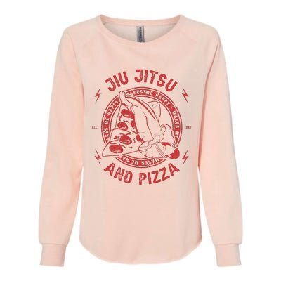 Jiu Jitsu And Pizza Funny Jujitsu BJJ and Mixed Martial Arts Womens California Wash Sweatshirt