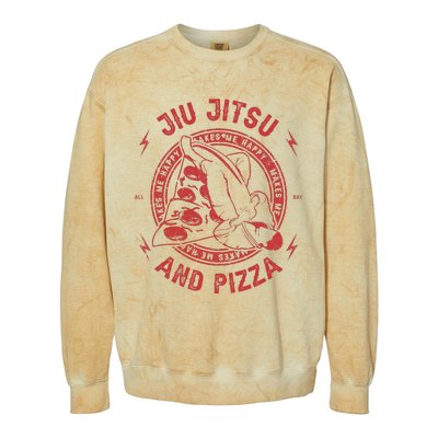 Jiu Jitsu And Pizza Funny Jujitsu BJJ and Mixed Martial Arts Colorblast Crewneck Sweatshirt