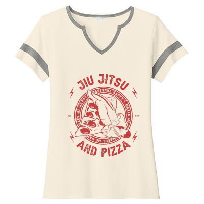 Jiu Jitsu And Pizza Funny Jujitsu BJJ and Mixed Martial Arts Ladies Halftime Notch Neck Tee