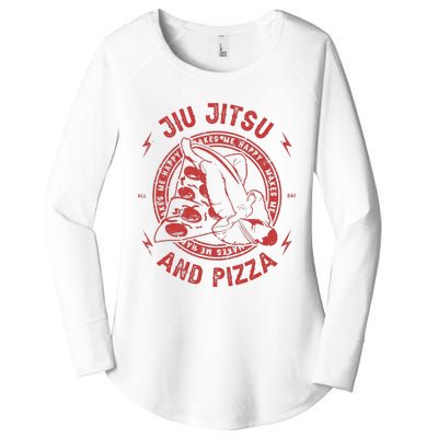 Jiu Jitsu And Pizza Funny Jujitsu BJJ and Mixed Martial Arts Women's Perfect Tri Tunic Long Sleeve Shirt